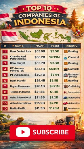 Top 10 companies of Indonesia🇮🇩 #indonesia #finance #youtube