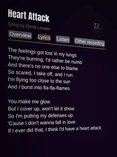 Heart Attack lyrics video - Demi Lovato