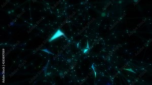 Virtual neurons in neural network concept. Animated for science films, music videos, broadcast, relaxation, meditation, audiovisual performance, light show, night clubs.