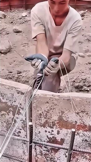 Binding process of steel bars for circular formwork at the construction site