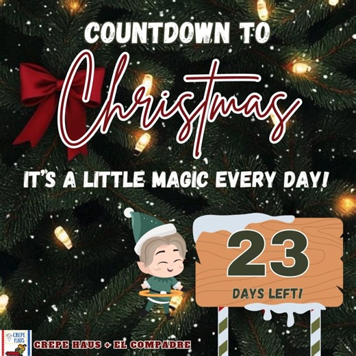 🎄✨ 23 𝐃𝐚𝐲𝐬 𝐁𝐞𝐟𝐨𝐫𝐞 𝐂𝐡𝐫𝐢𝐬𝐭𝐦𝐚𝐬! ✨🎄 𝑻𝒉𝒆 𝒇𝒆𝒔𝒕𝒊𝒗𝒆 𝒔𝒆𝒂𝒔𝒐𝒏 𝒊𝒔 𝒓𝒐𝒍𝒍𝒊𝒏𝒈 𝒊𝒏, 𝒂𝒏𝒅 𝒕𝒉𝒆𝒓𝒆’𝒔 𝒏𝒐 𝒃𝒆𝒕𝒕𝒆𝒓 𝒑𝒍𝒂𝒄𝒆 𝒕𝒐 𝒆𝒏𝒋𝒐𝒚 𝒕𝒉𝒆 𝒄𝒐𝒛𝒚 𝑫𝒆𝒄𝒆𝒎𝒃𝒆𝒓 𝒗𝒊𝒃𝒆𝒔 𝒕𝒉𝒂𝒏 𝑪𝒓𝒆𝒑𝒆 𝑯𝒂𝒖𝒔 𝑬𝒍 𝑪𝒐𝒎𝒑𝒂𝒅𝒓𝒆! Whether you're stopping by for a sweet treat, craving something savory, or planning a holiday get-together, we’re here to make your season brighter. ✨ Bring your loved ones, gather your friends, or treat yourself! it’s Chris