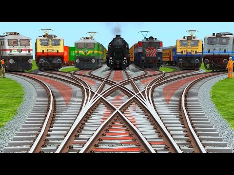 7 Trains Crossing At Bumpy Curves Realistic Railroad || train simulator new update android
