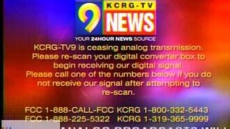 KCRG TV-9 analog to digital broadcast switchover - June 12, 2009