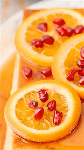 Orange Caramel Flan with Pomegranate Seeds ⭐ #Orange #Pomegranate #Seeds