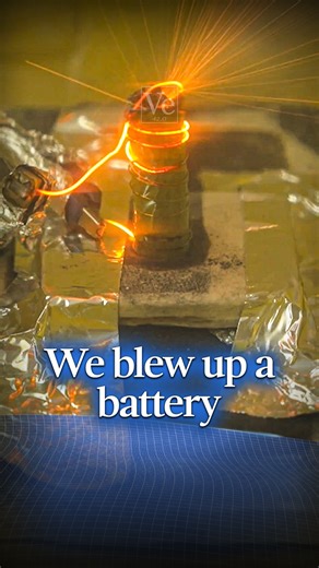 Veritasium on Instagram: "We blew up a battery DON’T TRY THIS AT HOME Producer @gregor_cavlovic shows what happens when you blow up a battery at @imperialcollege Written by @emilia.gyles Special thanks to Imperial College London for all their help in this demonstration. #science #veritasium #physics #engineering #experiment #battery #lithium #lithiumion #electricity"