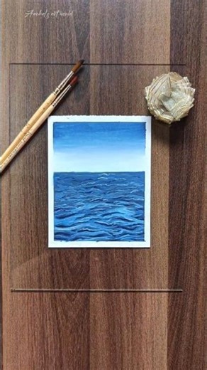 Easy Ocean Waves Painting 🌊 | Aachal's Art World 🎨| #shorts #drawing #fyp #art