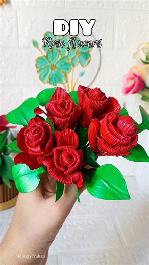 DIY Rose Flowers From Corn Husk 🌹💐 #diy #diyroseflower #craft #viral #shorts