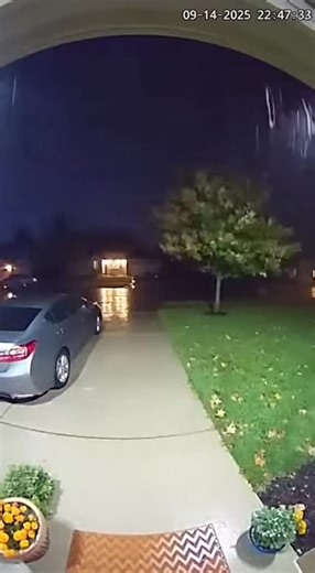 Night storm caught on door CCTV 🌧️⚡ Watch the rain pour and a powerful lightning strike hit the tree at night! The sound and vibes are so real — like being in the middle of the storm. #storm #thunderstorm #lightning #rainstorm #fyp