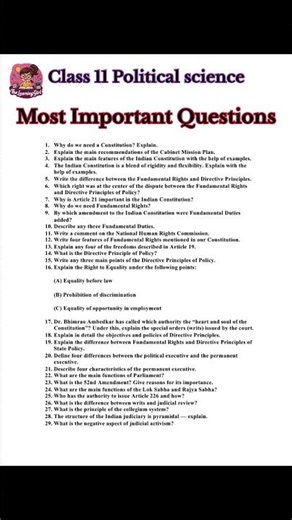 Class 11 Political Science 2025 | Top 30 Most Important Questions for CBSE Board Exam
