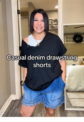 Casual denim drawstring shorts that are comfortable and cute! #tiktokshopcreatorpicks #womensfashion #denim #shorts