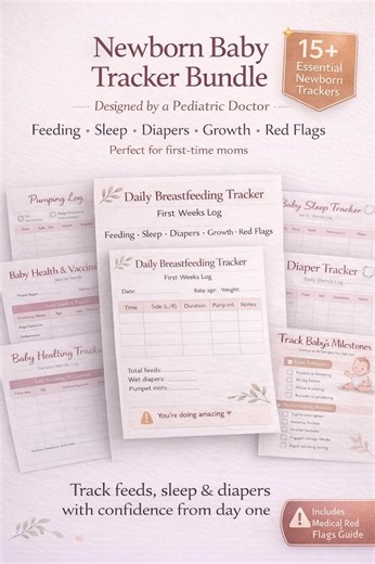 Newborn Baby Tracker Bundle | Feeding, Sleep, Diaper Log (PDF Download)