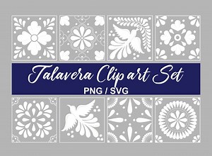 Mexican Talavera Clipart Set - 8 Beautiful Mosaic Designs in Hight Quality PNG   SVG. Perfect for DIY Projects, Home Decor. Instant Download - Etsy