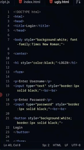 Ugly Login Page → Modern UI 😍 (HTML CSS JS)#html #css #javascript #webdesign #coding #frontend #ui