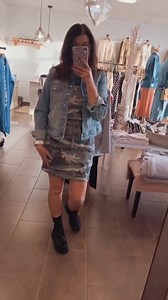 Shop the look tax free!💙 Use code TAXFREE at checkout! Links are here👇 Camo Dress: https://clothesmindednl.com/dresses/faded-grey-camo-dress-with-cargo-pocket Denim Jacket: https://clothesmindednl.com/outerwear/fransa-vocut-clear-blue-denim-jacket | Clothes Minded
