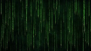 画面上を移動する数字とバイナリコード。デジタル時代。バイナリアルゴリズム、データコード、復号化およびエンコーディング。数値のマトリックス背景。アニメーション 4K。