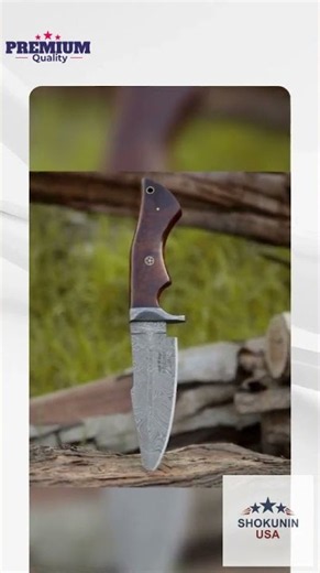 Bolt Damascus Custom Hunting Knife with Exotic Rose Wood Handle