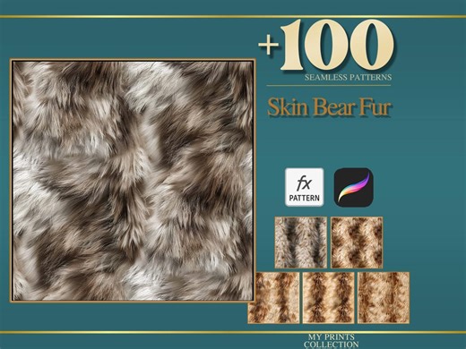 Bear Fur Skin Photoshop PAT Pattern & Procreate Texture Brush, 100  Seamless Texture Set, Digital Texture Design Tool - Etsy