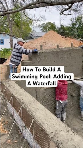 How to build a gunite swimming pool: Building a waterfall / water feature #backyard #construction