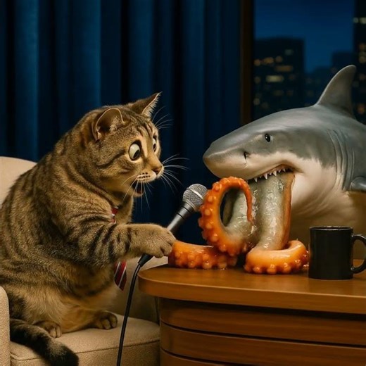 Cat Interviews a SHARK on Live TV… Then Things Get WEIRD 😳🦈 #cattales