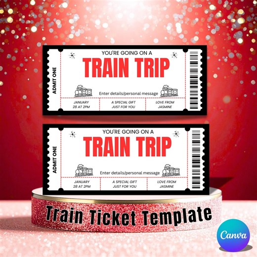 Editable Train Ticket Template, Train Ticket Printable Birthday Gift, Personalized Gifts Train Ticket, Getaway Voucher, Instant Download - Etsy