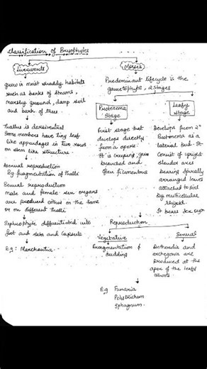 Classification of Bryophytes / Revision Notes NEET Biology