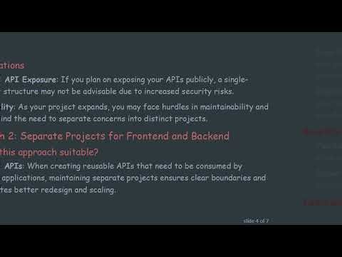 Choosing Between a Single Backend/Frontend Project and Separate Backend and Frontend Projects