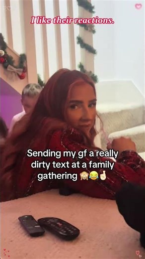 Send a hot text message to your wife in front of your family#couple #Love #husbandandwife #wife