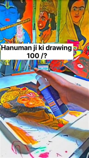 Fixative Spray on Hanuman Ji Drawing 🔥#shorts #art #drawing #hanuman #hanumanji