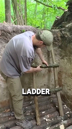 He Turned a Fallen Tree Into a Hidden Survival Shelter #shorts