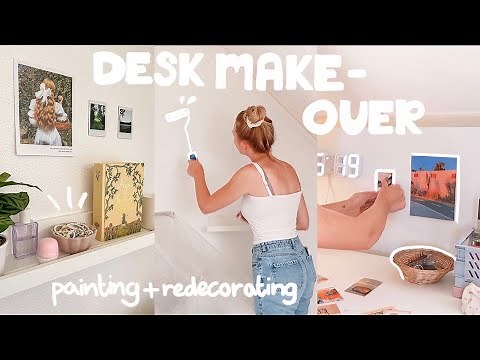 aesthetic desk makeover 🧚🏻‍♀️*cottagecore desk + desk setup*