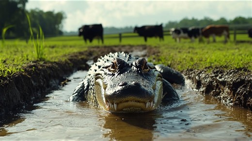 5.6K views · 99 reactions | Hunting the BIG ALLIGATOR on His Cattle Farm. Have to protect those beautiful cows at Fanny Ranch. Go see them for local farm raised beef. | Outside the Levees | Facebook