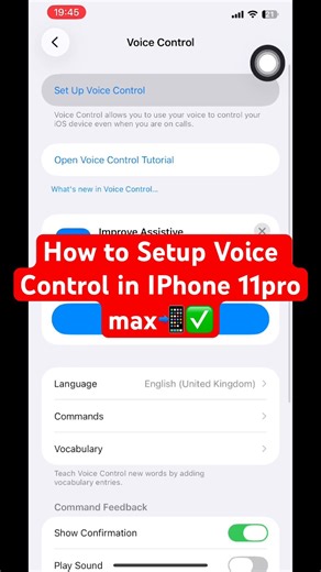 How to Setup Voice Control in IPhone 11pro max📲✅ #iphone #11promax #voicecontrol