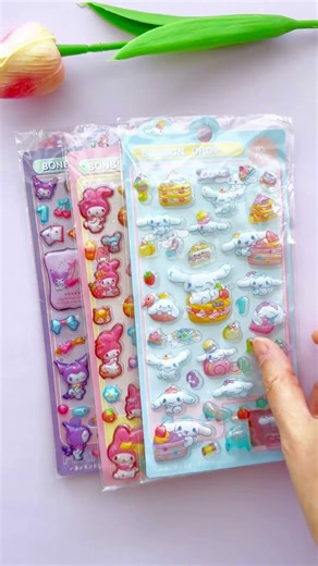 Cute Sanrio 3D Stickers #sticker #sanrio #kuromi #kawaii #mymelody #hellokitty