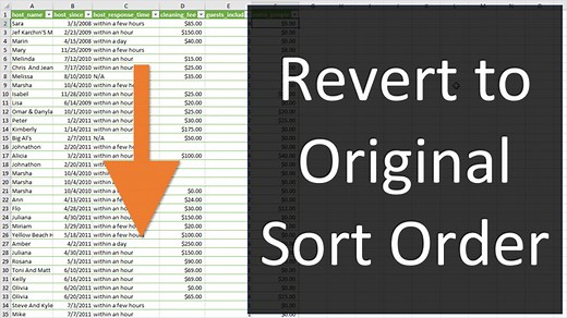 Revert to Original Sort Order in Excel - Excel Campus