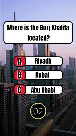 🌆 Where is the Burj Khalifa Located? | Quiz Question ❓#shortsquiz #trivia #dubai