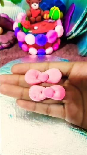 Bow Clay Earrings 🎀 #diy #clayart #swerahina #viralshorts #youtubeshorts