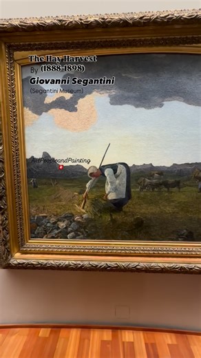 #CransMontana 🕊️🕯️🤍 #TheHayHarvest (1888-1898) by #GiovanniSegantini (1858-1899) @segantinimuseum Giovanni Segantini combined a Divisionist painting style with Symbolist images of nature. Reels #artpeopleandpainting 🇨🇭 #artpeopleandlife | Art People and Painting