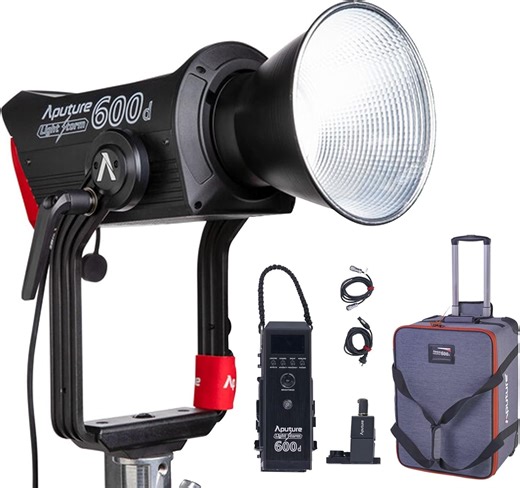 Aputure 600D LED Video Light,600W Daylight 5600K (V-Mount),100,000Lux @1m with Lighting FX,Support App Control for Studio,Video Shooting,Gaming,Broadcasting (LS 600D)