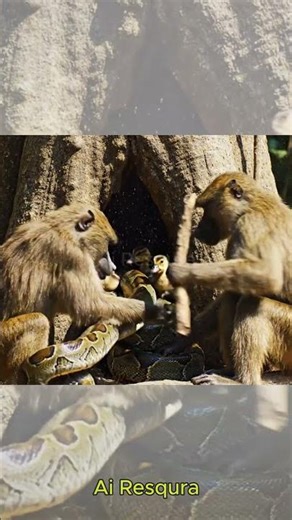 Hero Baboon Fights Python | Brave Battle for Survival