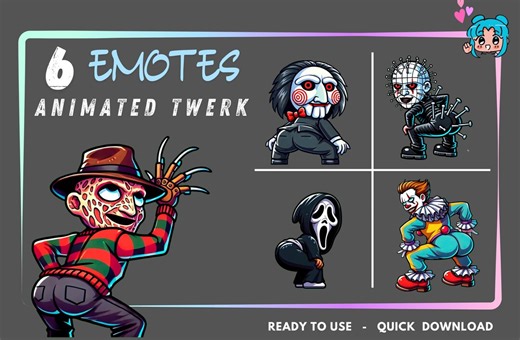 6 Animated Twerk Emotes | Twitch Emotes | Emotes Twerk | Animated Twitch Emotes | Custom Emotes | Halloween Emotes | Horror Movie Emotes - Etsy