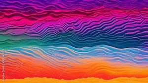 Video footage of vibrant, textured pattern that transitions through a spectrum of colors resembling a rainbow