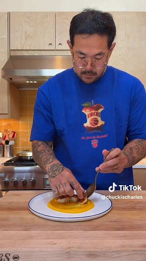 Scallop Perilla Piccata with Carrot Crab Fat