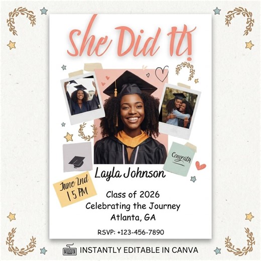 Graduation Invitation Template, Scrapbook Style Flyer, Class of 2026 (digital Download) - Etsy