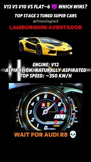 Aventador vs 911 vs R8 — Sound + Speed 🔥 Who Wins? 👇 #exhaustsound #carlovers #enginesound