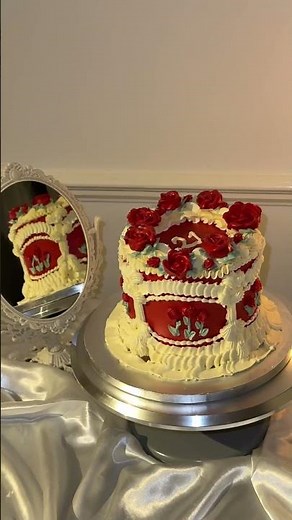 Romantic Red Rose 21st Birthday Cake 🎂 | Vintage Buttercream Aesthetic