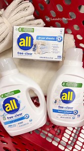 #allLaundryPartner Skin-friendly Target haul alert! I’ve trusted all® free clear laundry detergent for years for my son’s laundry due to his sensitive skin! It provides an effective, skin-friendly clean and it’s the #1 laundry detergent brand recommended by dermatologists. Plus, it’s 100% free of dyes and fragrance allergens. Find @all_laundry at Target! | Target Junkie | Facebook
