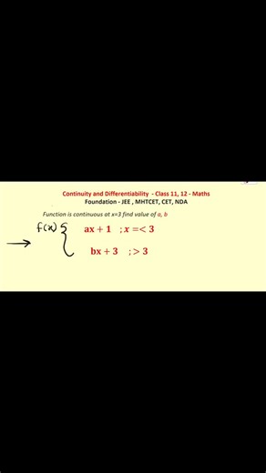 Effort Classes on Instagram: "Continuity and Differentiability Problems - #continuity#jee#mhtcet#nda#differentiability"