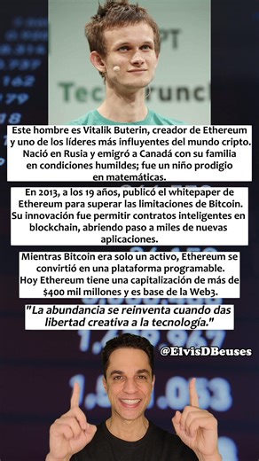 ¿Cómo nació Ethereum? ¿Qué hizo Vitalik Buterin para revolucionar la tecnología blockchain? ¿Por qué se dice que Ethereum es más útil que Bitcoin? Si alguna vez buscaste cómo funciona Ethereum, quién creó Ethereum, cuál es la diferencia entre Ethereum y Bitcoin, o qué es un contrato inteligente, esta historia te interesa. Vitalik Buterin nació en Rusia, emigró a Canadá siendo niño y creció sin lujos. A los 19 años escribió el whitepaper de Ethereum, con la idea de superar las limitaciones de Bit