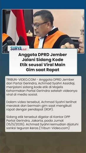 Jalani Sidang Kode Etik, Anggota DPRD Jember Kena Sanksi Teguran Keras