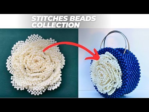 DETAILED way to make a beaded ROSE FLOWER//DIY Beaded Bag//DIY Tutorial